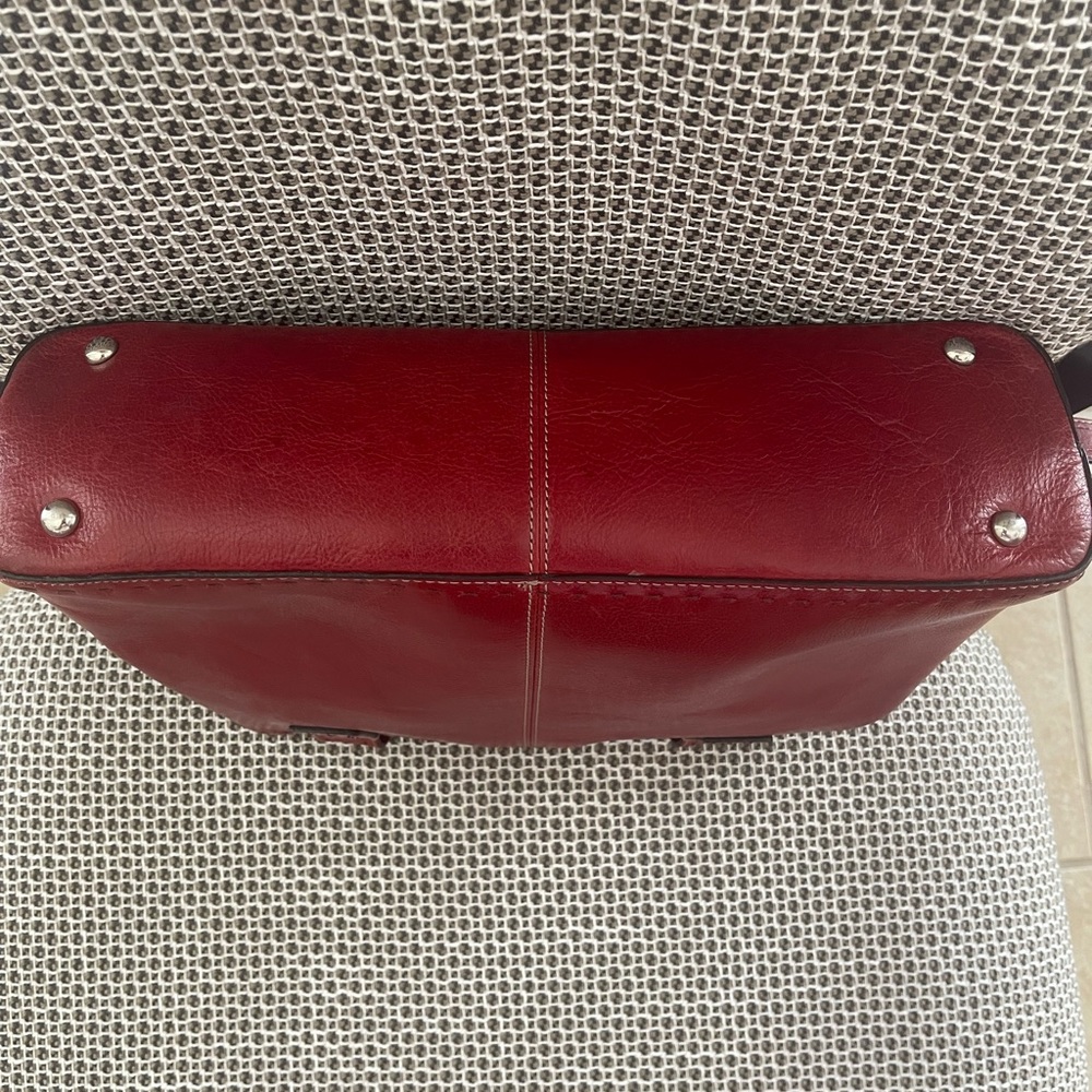 Vintage Fossil Red Leather Shoulder HandBag - Picture 4 of 8